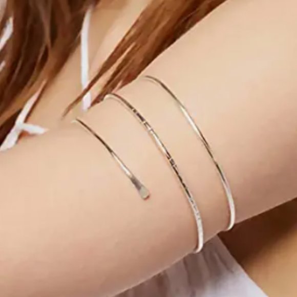 Silver Upper Arm Bracelet Cuff Armlet - Picture 1 of 6